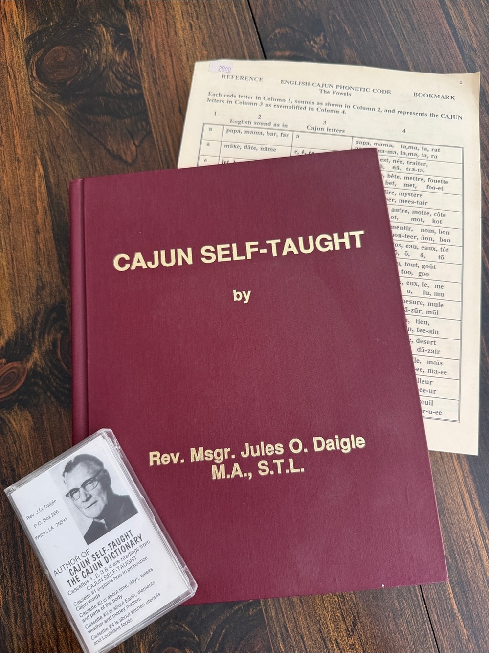 Cajun Self-Taught by Rev Msgr Jules Daigle Hardcover Book w/ tape and reference